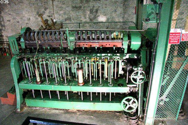 Jute roving machine to twist & thin fiber at Verdant Works Museum. Dundee, Scotland.