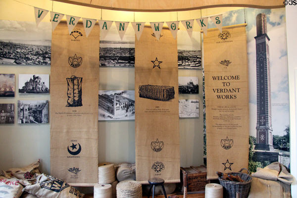 Jute products display at Verdant Works Museum. Dundee, Scotland.