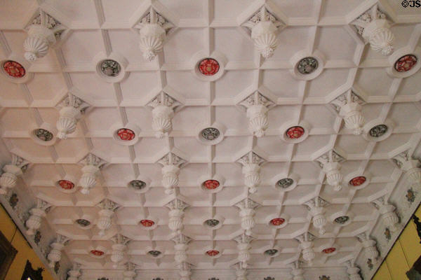 Sculpted ceiling in dining room at Glamis Castle. Angus, Scotland.