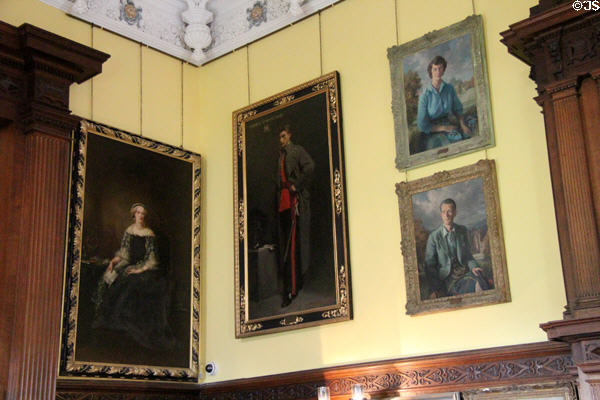 Family portraits in dining room at Glamis Castle. Angus, Scotland.