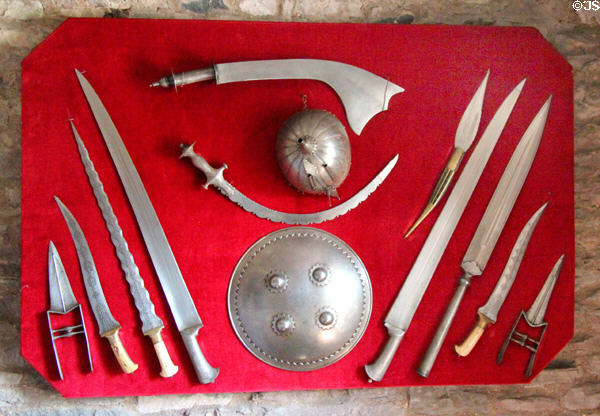 Armor from Indian Mutiny (1857) in crypt at Glamis Castle. Angus, Scotland.