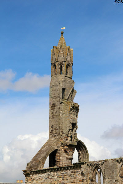 Western tower (1272-9) ruins of nave of St Andrews Cathedral. St Andrews, Scotland.
