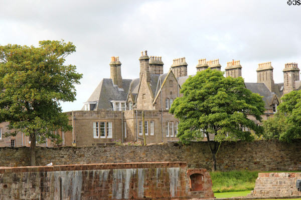 Row housing along South Street over wall of St Andrews Cathedral. St Andrews, Scotland.