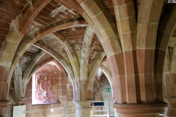 Medieval vaults on grounds of St Andrews Cathedral used for museum displays by Historic Scotland (HES). St Andrews, Scotland.