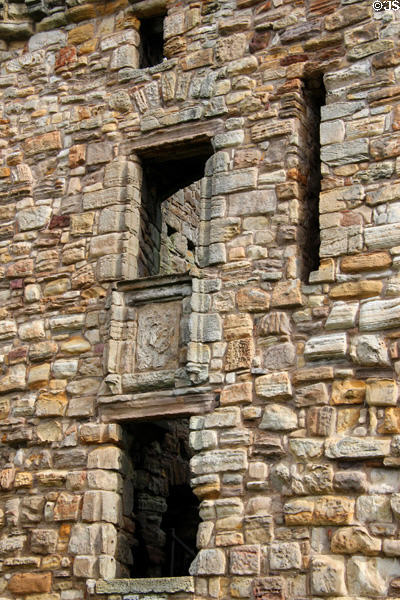 Facade of corner tower at St Andrews Castle. St Andrews, Scotland.