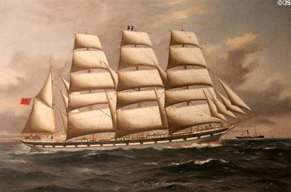 Vimeira (1891-1924) sailing ship built in Glasgow painting by Woolston Barratt at Scottish Fisheries Museum. Anstruther, Scotland.