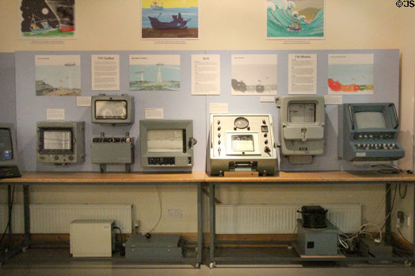 Collection of sonar units at Scottish Fisheries Museum. Anstruther, Scotland.