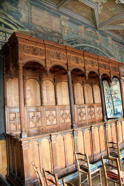 Royal pews in Chapel Royal at Falkland Palace. Falkland, Scotland.