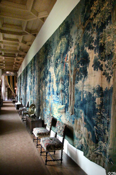 Corridor with tapestries at Falkland Palace. Falkland, Scotland.