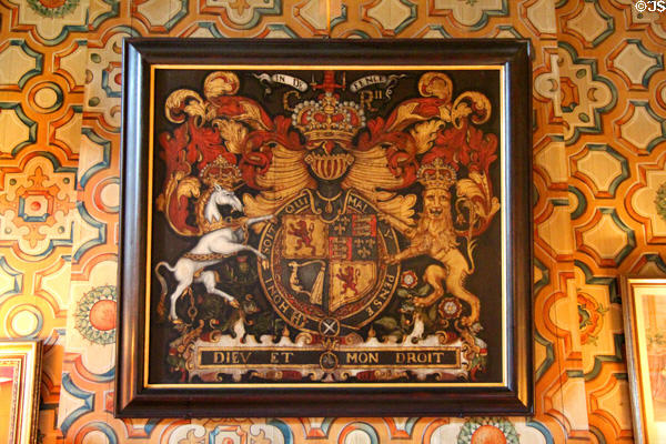Scottish royal arms in Edwardian Library at Falkland Palace. Falkland, Scotland.