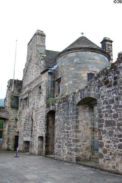 Exterior walls & ruins of gallery leading to King's bedchamber at Falkland Palace. Falkland, Scotland.