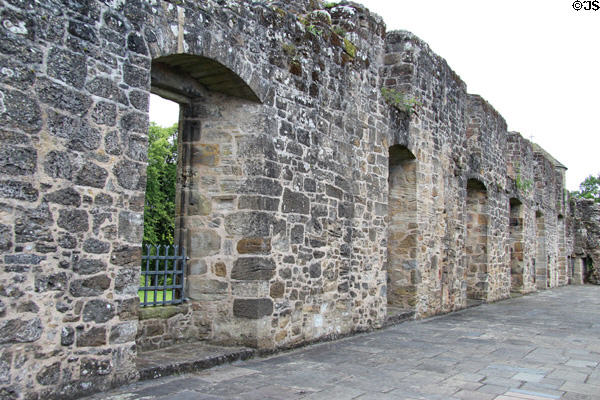 Ruins of east range gallery site of original King James V bedchamber at Falkland Palace. Falkland, Scotland.