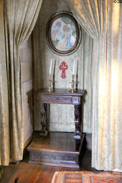 Prayer alter in Queen's bedchamber at Falkland Palace. Falkland, Scotland.