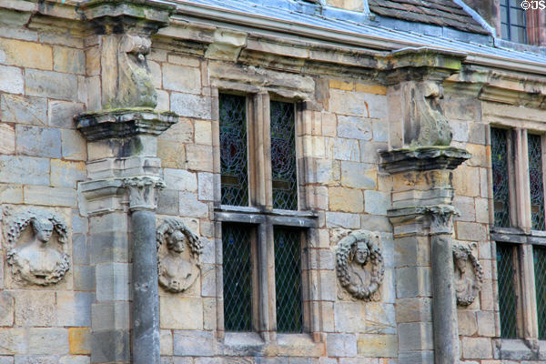 Exterior facade sculptures on Falkland Palace. Falkland, Scotland.