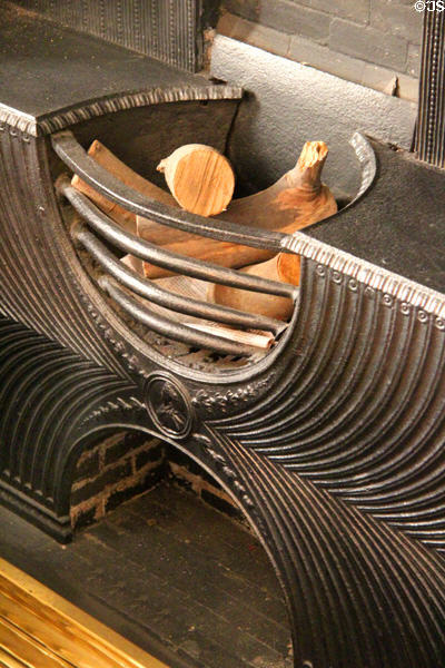 Dining room fireplace grate at Kellie Castle. Pittenweem, Scotland.