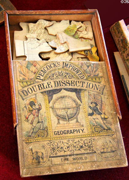 Peacock's improved double dissection geography puzzle in nursery at Kellie Castle. Pittenweem, Scotland.