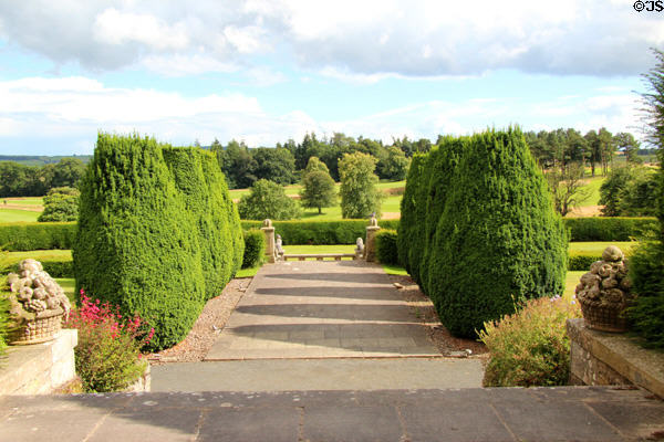 View of grounds from Hill of Tarvit Mansion. Cupar, Scotland.