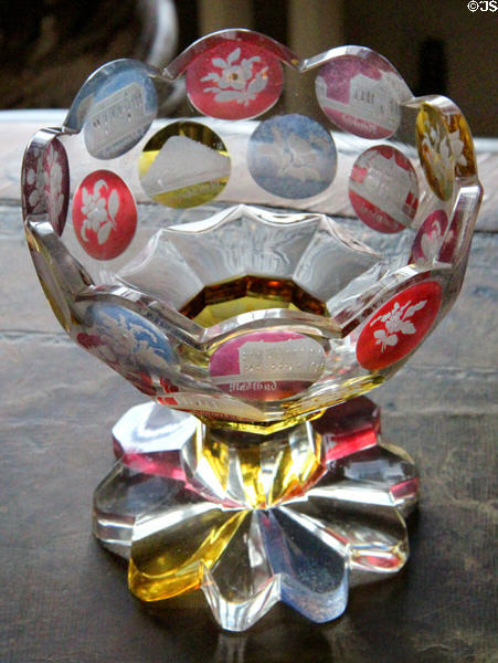 Crystal Germanic bowl on pedestal at Hill of Tarvit Mansion. Cupar, Scotland.