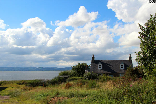 View of Tay River from Balmerino Abbey. Balmerino, Scotland.