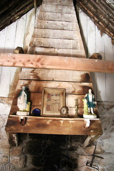Wooden chimney in Highland cottage at Highland Folk Museum. Newtonmore, Scotland.