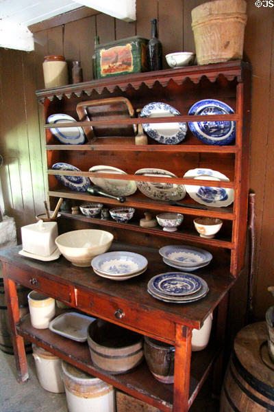 China rack in Highland cottage at Highland Folk Museum. Newtonmore, Scotland.