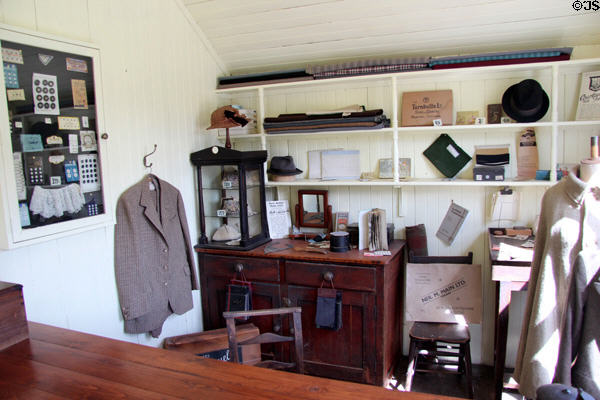 D MacPherson Tailor & Outfitter shop interior at Highland Folk Museum. Newtonmore, Scotland.