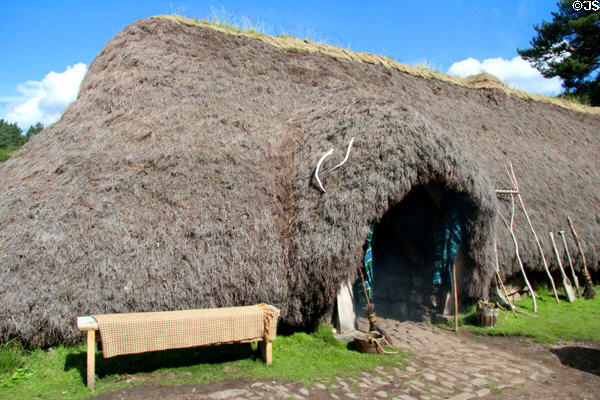 Cottar's House in Scottish Township at Highland Folk Museum. Newtonmore, Scotland.