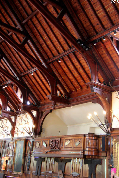 Beam ceiling over Royal or Laird's box in Ballroom at Blair Castle. Pitlochry, Scotland.
