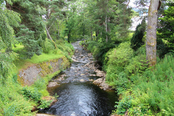 Forest stream at Blair Castle. Pitlochry, Scotland.
