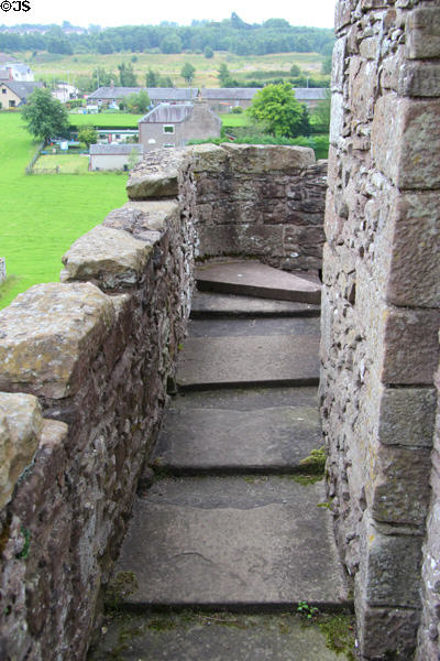 Parapet steps around Huntingtower Castle. Perth, Scotland.