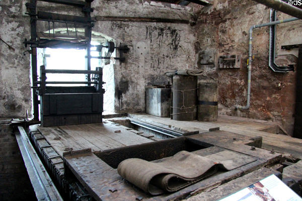 Tank used to tar cotton belts (1880s-1960s) which turned factory machines at Stanley Mills. Stanley, Scotland.