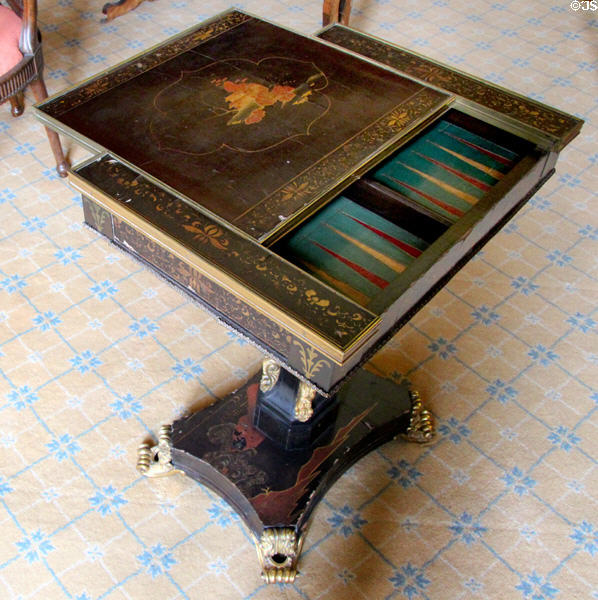 Games table in library at Scone Palace. Perth, Scotland.
