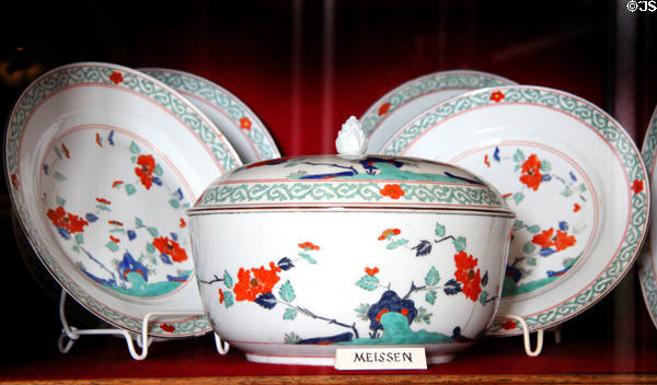 Meissen plates & covered bowl at Scone Palace. Perth, Scotland.