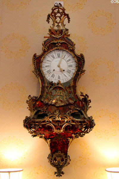 French wall clock by Becker of Paris in Ambassador's room at Scone Palace. Perth, Scotland.