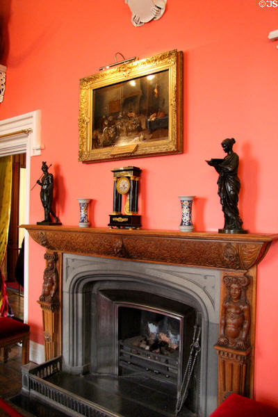 Inner hall fireplace with carytids possibly from chimneypieces of original palace (1580) at Scone Palace. Perth, Scotland.
