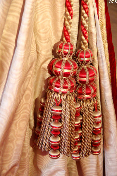Tassels on Queen Victoria's bed in her 1842 suite at Scone Palace. Perth, Scotland.