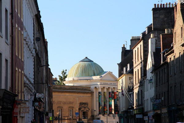 Looking up George Street to Perth Museum & Art Gallery. Perth, Scotland.
