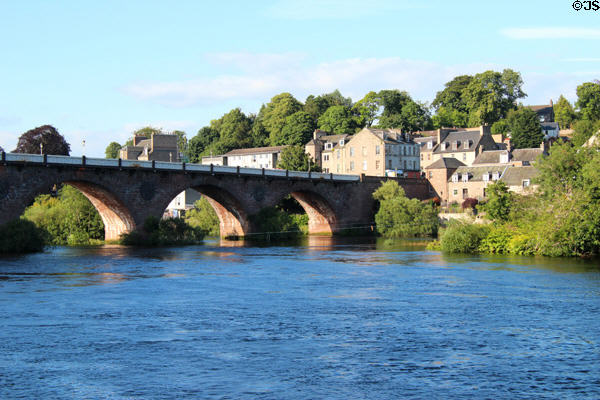 Perth Bridge over River Tay by John Smeaton (1766-71) widened by A.D. Stewart (1869). Perth, Scotland.