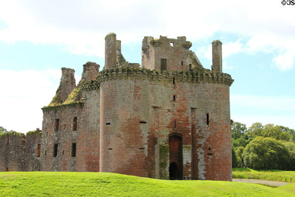 Entrance facade at Caerlaverock Castle. Caerlaverock, Scotland.
