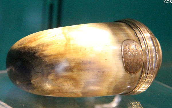 Ram's horn snuff mull gifted (1790) to Robert Burns at Robert Burns House. Dumfries, Scotland.