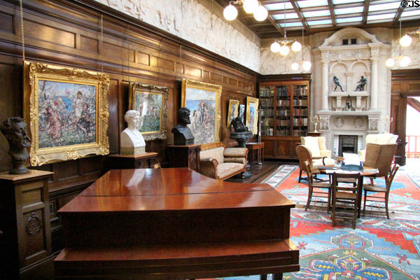Overview of Broughton House gallery with friezes around room. Kirkcudbright, Scotland.