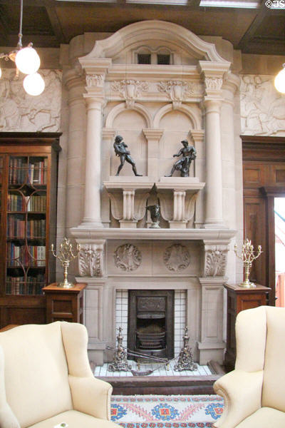Sculpted gallery fireplace at Broughton House. Kirkcudbright, Scotland.