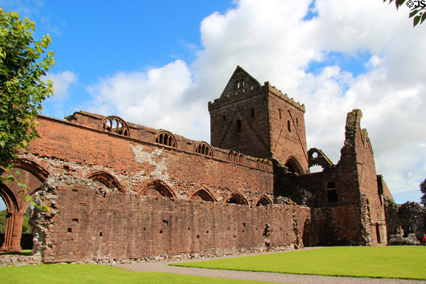 Oblique view at Sweetheart Abbey. New Abbey, Scotland.