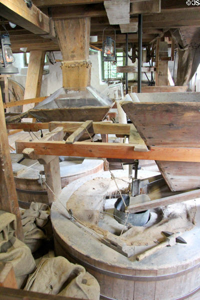 Grinding wheels at New Abbey Corn Mill. New Abbey, Scotland.