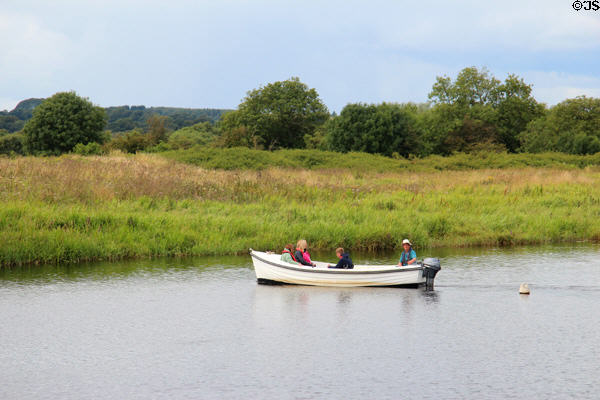 Boat which ferries visitors to Threave Castle. Threave, Scotland.