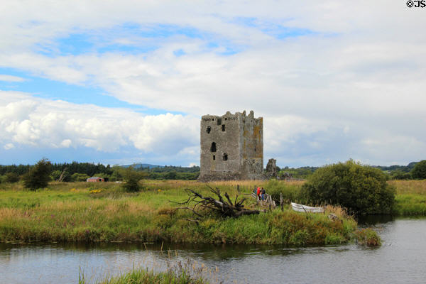 Visitors landing at Threave Castle. Threave, Scotland.