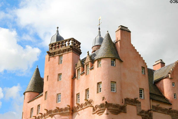 Roofline of Craigievar Castle. Alford, Scotland.