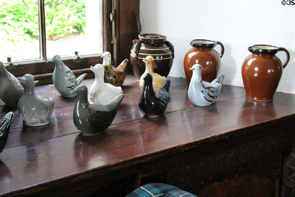 Ceramic birds at Craigievar Castle. Alford, Scotland.