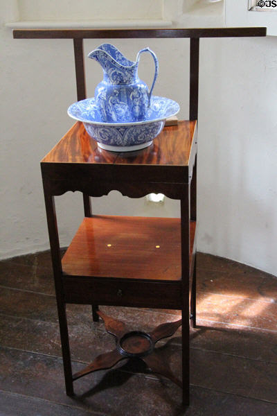 Washstand with pitcher & basin at Craigievar Castle. Alford, Scotland.