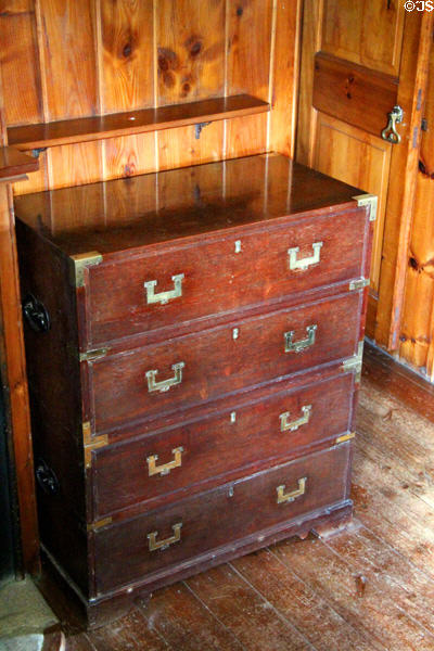 Two-section stacking chest from Crimea campaign in dressing room at Craigievar Castle. Alford, Scotland.